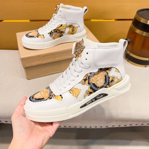 Cheap Versace High Tops Shoes For Men #1256967 Replica Wholesale [$80.00 USD] [ITEM#1256967] on Replica Versace High Tops Shoes