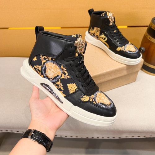 Cheap Versace High Tops Shoes For Men #1256968 Replica Wholesale [$80.00 USD] [ITEM#1256968] on Replica Versace High Tops Shoes