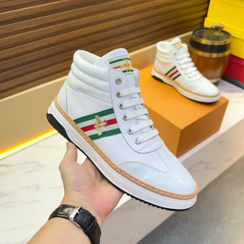 Cheap Gucci High Tops Shoes For Men #1256971 Replica Wholesale [$80.00 USD] [ITEM#1256971] on Replica Gucci High Tops Shoes