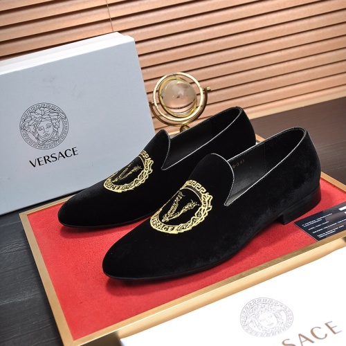 Cheap Versace Leather Shoes For Men #1257472 Replica Wholesale [$85.00 USD] [ITEM#1257472] on Replica Versace Leather Shoes