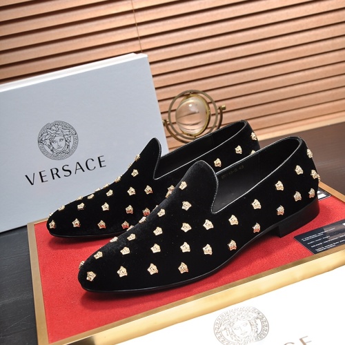 Cheap Versace Leather Shoes For Men #1257486 Replica Wholesale [$88.00 USD] [ITEM#1257486] on Replica Versace Leather Shoes