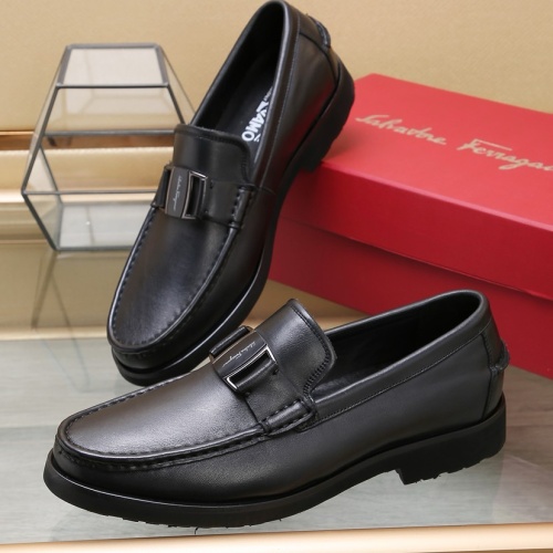 Cheap Salvatore Ferragamo Leather Shoes For Men #1257530 Replica Wholesale [$92.00 USD] [ITEM#1257530] on Replica Salvatore Ferragamo Leather Shoes