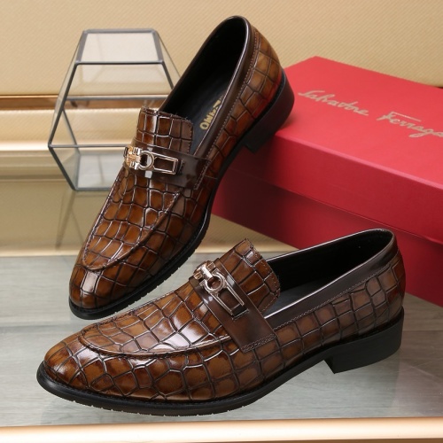 Cheap Salvatore Ferragamo Leather Shoes For Men #1257533 Replica Wholesale [$98.00 USD] [ITEM#1257533] on Replica Salvatore Ferragamo Leather Shoes