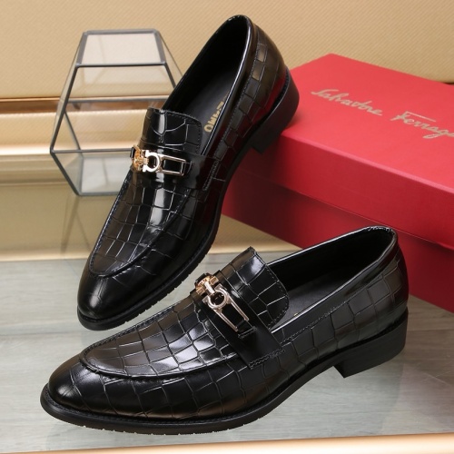 Cheap Salvatore Ferragamo Leather Shoes For Men #1257534 Replica Wholesale [$98.00 USD] [ITEM#1257534] on Replica Salvatore Ferragamo Leather Shoes