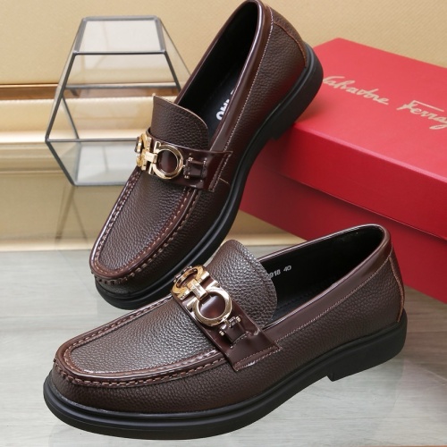 Cheap Salvatore Ferragamo Leather Shoes For Men #1257535 Replica Wholesale [$98.00 USD] [ITEM#1257535] on Replica Salvatore Ferragamo Leather Shoes