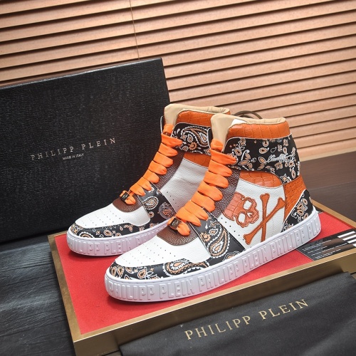 Cheap Philipp Plein PP High Tops Shoes For Men #1265113 Replica Wholesale [$105.00 USD] [ITEM#1265113] on Replica Philipp Plein PP High Tops Shoes