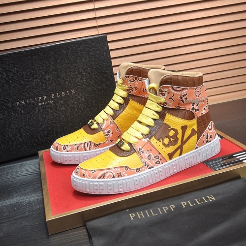 Cheap Philipp Plein PP High Tops Shoes For Men #1265780 Replica Wholesale [$105.00 USD] [ITEM#1265780] on Replica Philipp Plein PP High Tops Shoes