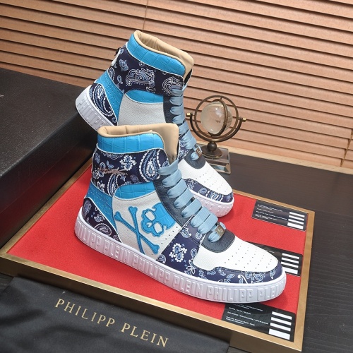 Cheap Philipp Plein PP High Tops Shoes For Men #1265781 Replica Wholesale [$105.00 USD] [ITEM#1265781] on Replica Philipp Plein PP High Tops Shoes