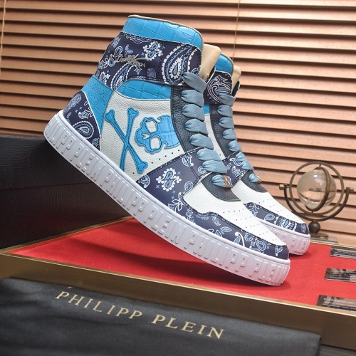 Cheap Philipp Plein PP High Tops Shoes For Men #1265781 Replica Wholesale [$105.00 USD] [ITEM#1265781] on Replica Philipp Plein PP High Tops Shoes