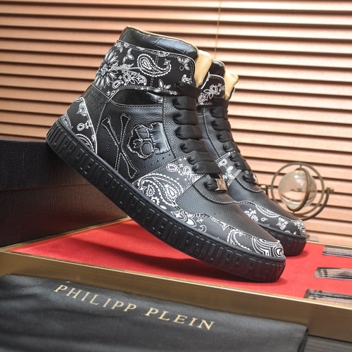 Cheap Philipp Plein PP High Tops Shoes For Men #1265784 Replica Wholesale [$105.00 USD] [ITEM#1265784] on Replica Philipp Plein PP High Tops Shoes