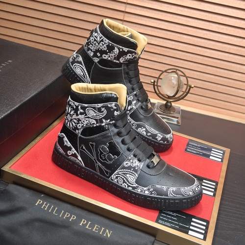 Cheap Philipp Plein PP High Tops Shoes For Men #1265784 Replica Wholesale [$105.00 USD] [ITEM#1265784] on Replica Philipp Plein PP High Tops Shoes