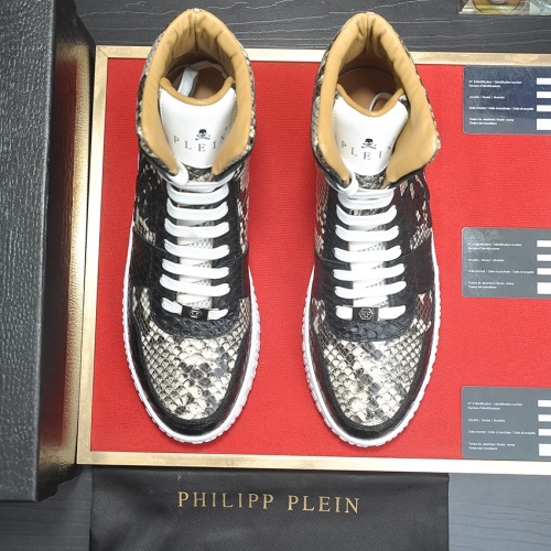 Cheap Philipp Plein PP High Tops Shoes For Men #1265785 Replica Wholesale [$105.00 USD] [ITEM#1265785] on Replica Philipp Plein PP High Tops Shoes