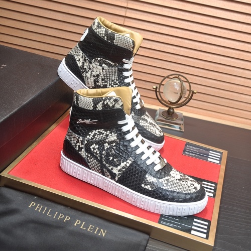 Cheap Philipp Plein PP High Tops Shoes For Men #1265785 Replica Wholesale [$105.00 USD] [ITEM#1265785] on Replica Philipp Plein PP High Tops Shoes