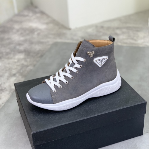 Cheap Prada High Top Shoes For Men #1266043 Replica Wholesale [$105.00 USD] [ITEM#1266043] on Replica Prada High Top Shoes