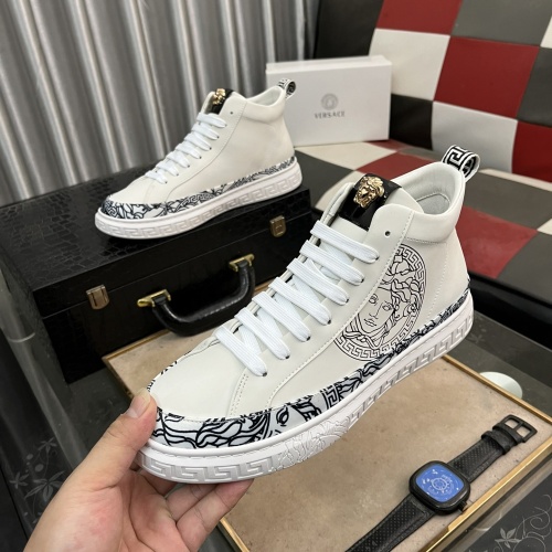 Cheap Versace High Tops Shoes For Men #1266261 Replica Wholesale [$76.00 USD] [ITEM#1266261] on Replica Versace High Tops Shoes