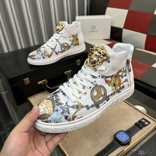 Cheap Versace High Tops Shoes For Men #1266262 Replica Wholesale [$76.00 USD] [ITEM#1266262] on Replica Versace High Tops Shoes