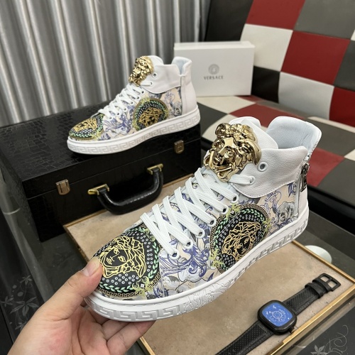 Cheap Versace High Tops Shoes For Men #1266263 Replica Wholesale [$76.00 USD] [ITEM#1266263] on Replica Versace High Tops Shoes