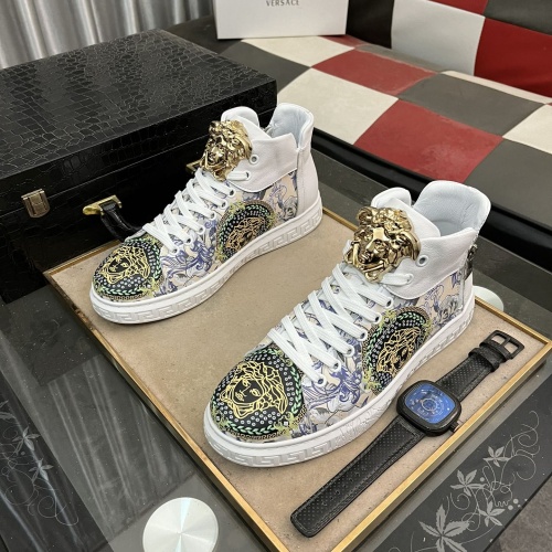 Cheap Versace High Tops Shoes For Men #1266263 Replica Wholesale [$76.00 USD] [ITEM#1266263] on Replica Versace High Tops Shoes