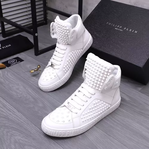 Cheap Philipp Plein PP High Tops Shoes For Men #1304032 Replica Wholesale [$130.00 USD] [ITEM#1304032] on Replica Philipp Plein PP High Tops Shoes