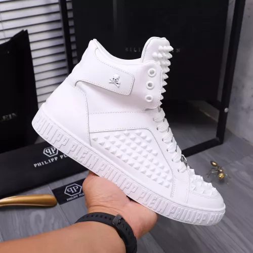 Cheap Philipp Plein PP High Tops Shoes For Men #1304032 Replica Wholesale [$130.00 USD] [ITEM#1304032] on Replica Philipp Plein PP High Tops Shoes