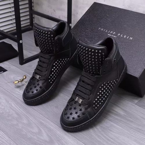 Cheap Philipp Plein PP High Tops Shoes For Men #1304033 Replica Wholesale [$130.00 USD] [ITEM#1304033] on Replica Philipp Plein PP High Tops Shoes