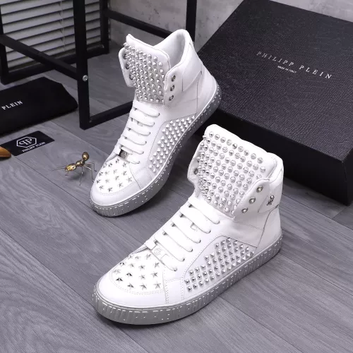 Cheap Philipp Plein PP High Tops Shoes For Men #1304034 Replica Wholesale [$130.00 USD] [ITEM#1304034] on Replica Philipp Plein PP High Tops Shoes