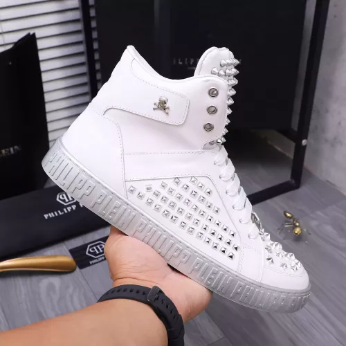 Cheap Philipp Plein PP High Tops Shoes For Men #1304034 Replica Wholesale [$130.00 USD] [ITEM#1304034] on Replica Philipp Plein PP High Tops Shoes