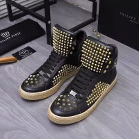 Cheap Philipp Plein PP High Tops Shoes For Men #1304035 Replica Wholesale [$130.00 USD] [ITEM#1304035] on Replica Philipp Plein PP High Tops Shoes