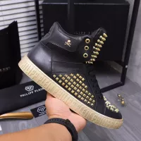 Cheap Philipp Plein PP High Tops Shoes For Men #1304035 Replica Wholesale [$130.00 USD] [ITEM#1304035] on Replica Philipp Plein PP High Tops Shoes