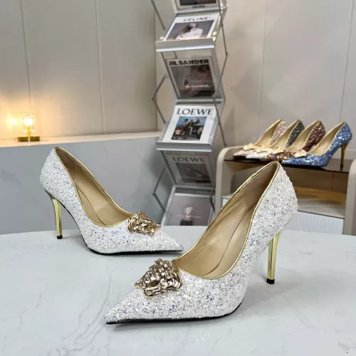Cheap Versace High-Heeled Shoes For Women #1341722 Replica Wholesale [$82.00 USD] [ITEM#1341722] on Replica Versace High-Heeled Shoes
