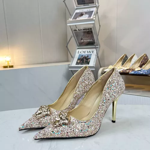 Cheap Versace High-Heeled Shoes For Women #1341723 Replica Wholesale [$82.00 USD] [ITEM#1341723] on Replica Versace High-Heeled Shoes