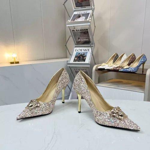 Cheap Versace High-Heeled Shoes For Women #1341723 Replica Wholesale [$82.00 USD] [ITEM#1341723] on Replica Versace High-Heeled Shoes