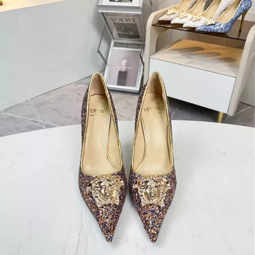 Cheap Versace High-Heeled Shoes For Women #1341724 Replica Wholesale [$82.00 USD] [ITEM#1341724] on Replica Versace High-Heeled Shoes