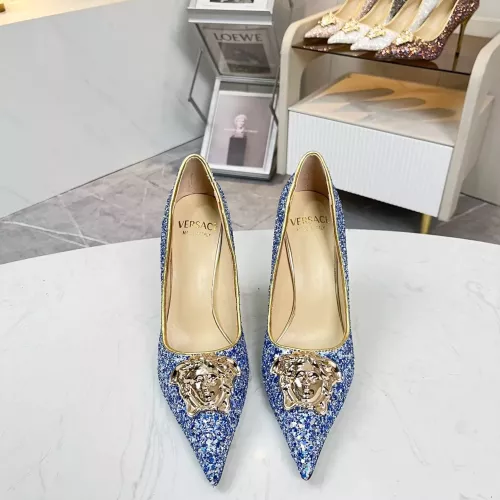 Cheap Versace High-Heeled Shoes For Women #1341725 Replica Wholesale [$82.00 USD] [ITEM#1341725] on Replica Versace High-Heeled Shoes