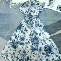 Cheap Christian Dior Dresses Short Sleeved For Women #1342024 Replica Wholesale [$115.00 USD] [ITEM#1342024] on Replica Christian Dior Dresses