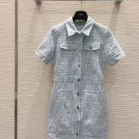 Cheap Fendi Dresses Short Sleeved For Women #1342293 Replica Wholesale [$132.00 USD] [ITEM#1342293] on Replica Fendi Dresses