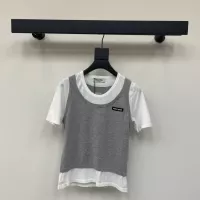 Cheap MIU MIU T-Shirts Short Sleeved For Women #1342490 Replica Wholesale [$98.00 USD] [ITEM#1342490] on Replica MIU MIU T-Shirts