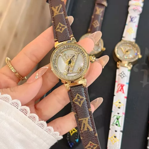 Cheap Louis Vuitton Watches In Gold For Women #1353839 Replica Wholesale [$39.00 USD] [ITEM#1353839] on Replica Louis Vuitton Watches