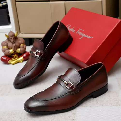 Cheap Salvatore Ferragamo Leather Shoes For Men #1355583 Replica Wholesale [$88.00 USD] [ITEM#1355583] on Replica Salvatore Ferragamo Leather Shoes