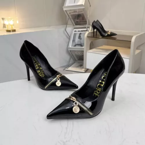 Cheap Versace High-Heeled Shoes For Women #1357273 Replica Wholesale [$82.00 USD] [ITEM#1357273] on Replica Versace High-Heeled Shoes