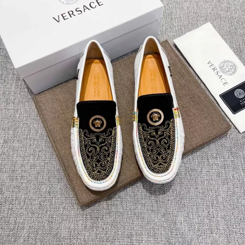 Cheap Versace Leather Shoes For Men #1373576 Replica Wholesale [$85.00 USD] [ITEM#1373576] on Replica Versace Leather Shoes