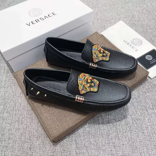 Cheap Versace Leather Shoes For Men #1373579 Replica Wholesale [$85.00 USD] [ITEM#1373579] on Replica Versace Leather Shoes