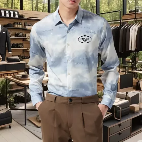 Cheap Prada Shirts Long Sleeved For Men #1374909 Replica Wholesale [$56.00 USD] [ITEM#1374909] on Replica Prada Shirts