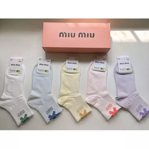 Cheap MIU MIU Socks For Women #1378401 Replica Wholesale [$25.00 USD] [ITEM#1378401] on Replica MIU MIU Socks
