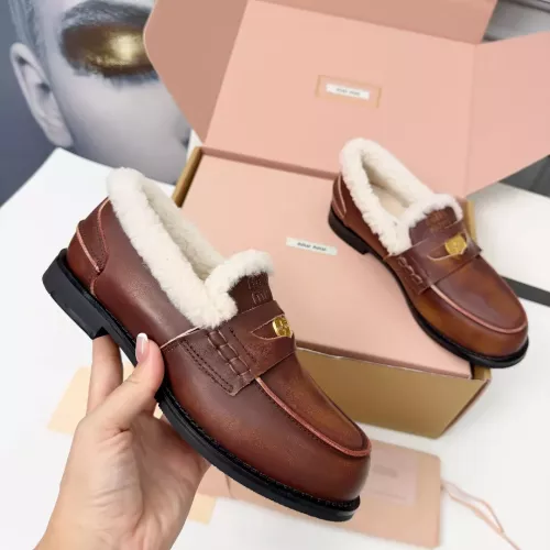 Cheap MIU MIU Leather Shoes For Women #1381072 Replica Wholesale [$105.00 USD] [ITEM#1381072] on Replica MIU MIU Leather Shoes