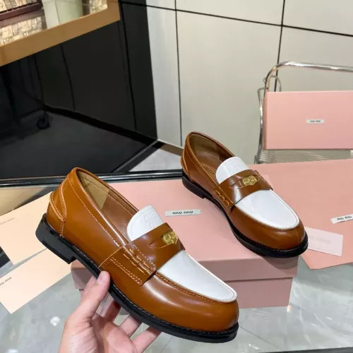 Cheap MIU MIU Leather Shoes For Women #1381075 Replica Wholesale [$102.00 USD] [ITEM#1381075] on Replica MIU MIU Leather Shoes