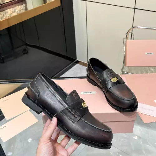 Cheap MIU MIU Leather Shoes For Women #1381078 Replica Wholesale [$102.00 USD] [ITEM#1381078] on Replica MIU MIU Leather Shoes