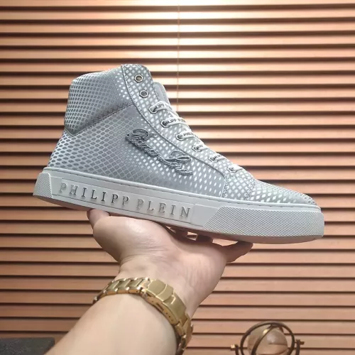 Cheap Philipp Plein PP High Tops Shoes For Men #1381446 Replica Wholesale [$88.00 USD] [ITEM#1381446] on Replica Philipp Plein PP High Tops Shoes