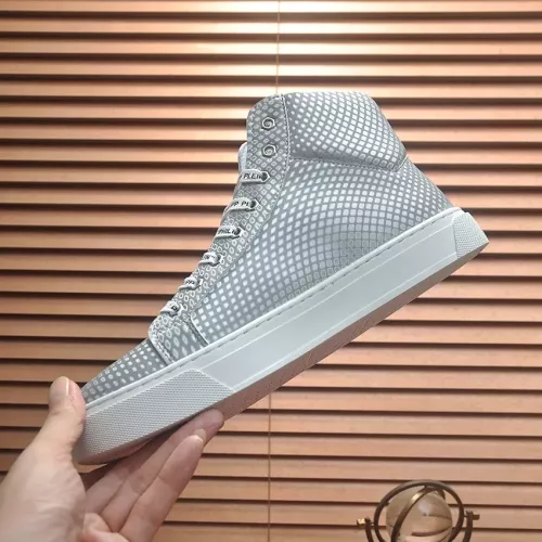 Cheap Philipp Plein PP High Tops Shoes For Men #1381446 Replica Wholesale [$88.00 USD] [ITEM#1381446] on Replica Philipp Plein PP High Tops Shoes