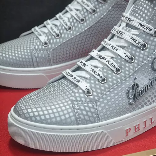 Cheap Philipp Plein PP High Tops Shoes For Men #1381446 Replica Wholesale [$88.00 USD] [ITEM#1381446] on Replica Philipp Plein PP High Tops Shoes